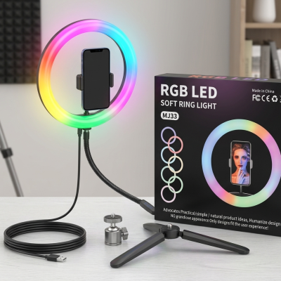 MJ33 10 inch RGB LED Soft Ring Light Features and Specifications