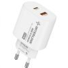 Interlink 25W dual port charger highlighting USB-C PD and USB-A QC 3.0 output specifications