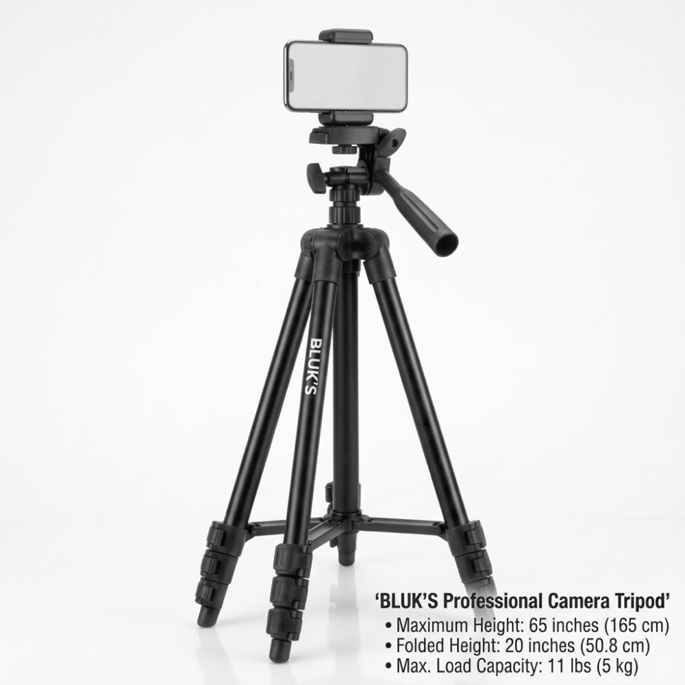 Bluk's Lightweight Portable Extendable Camera and Mobile Tripod Stand