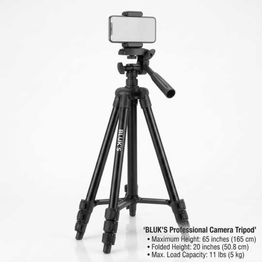 Bluk's Lightweight Portable Extendable Camera and Mobile Tripod Stand