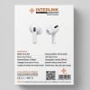 Interlink Buds Mini back of box detailing specifications including 20-meter Bluetooth range and GaN charging compatibility
