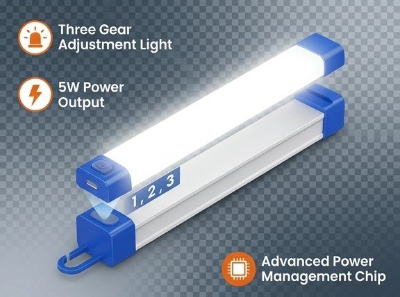 Demonstration of Interlink LED light bar mounted magnetically on a tool cabinet and hanging by a hook