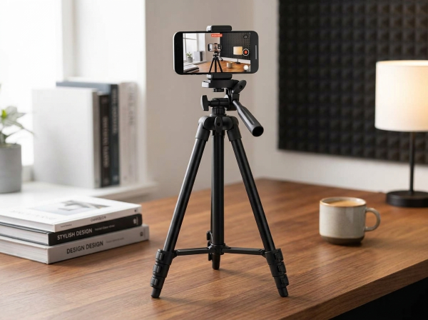 Desk Setup with Bluk's Phone Tripod Stand for Live Streaming