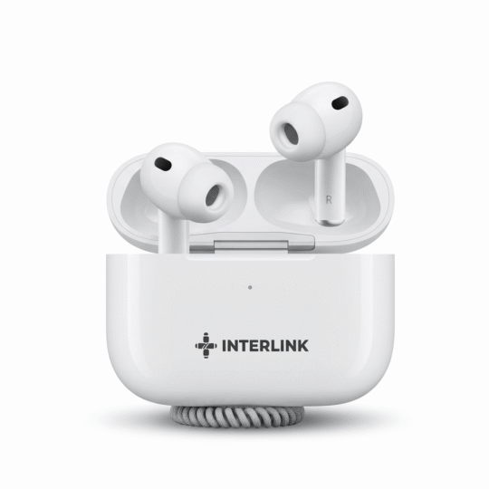 Interlink Elite AirBuds Pro 3 box showing 4x Active Noise Cancellation and Heart Rate/Blood Oxygen measurement icons