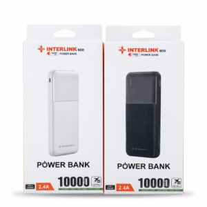 Interlink Eco 10000mAh Power Bank front packaging box showing 2.4A fast charging label